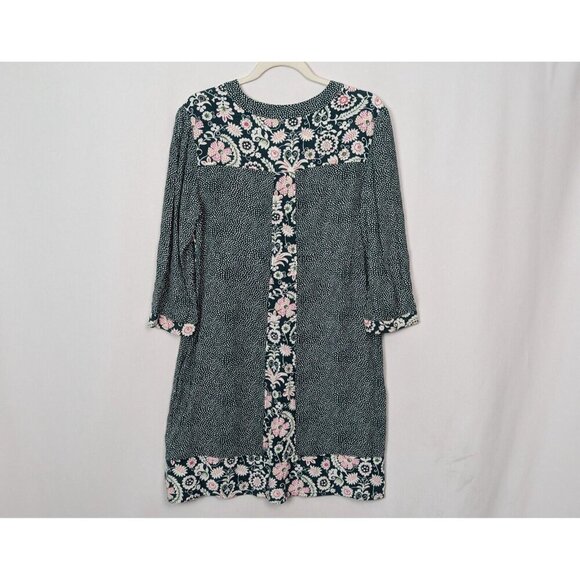Boden MOLLIE Patchwork Floral Print Shift Boho 3/4 Sleeve Dress Mini sz. US 12R - Picture 3 of 14